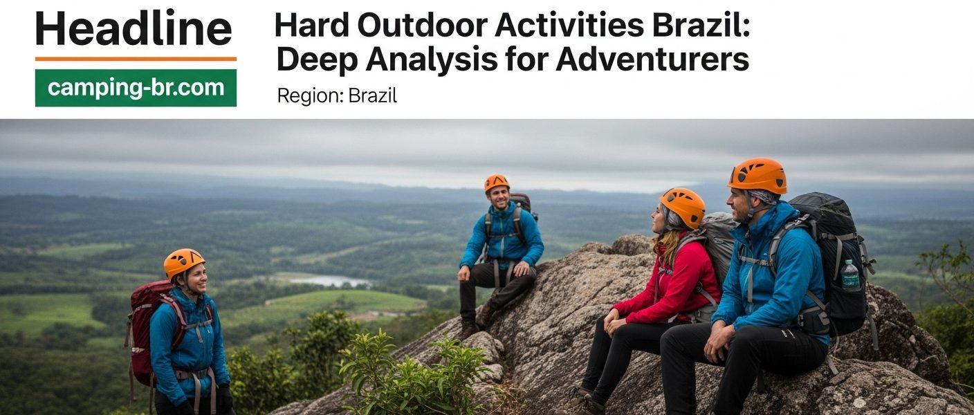 Camping gear set against a rugged Brazilian mountain landscape.