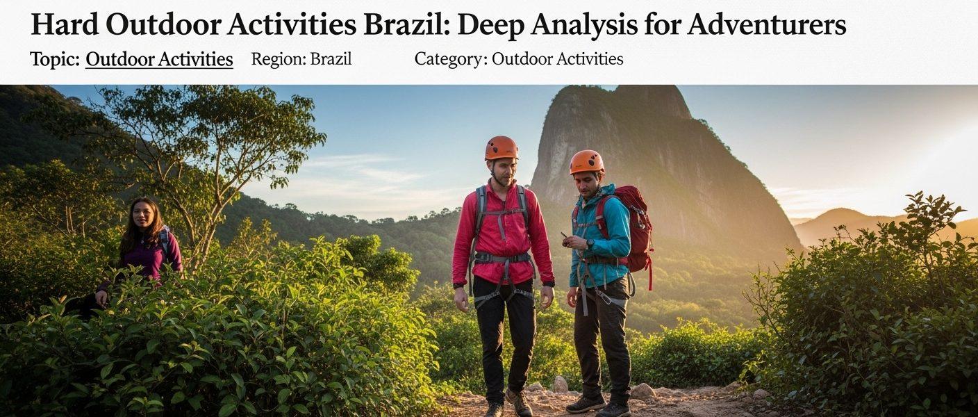 Camping gear set against a rugged Brazilian mountain landscape.