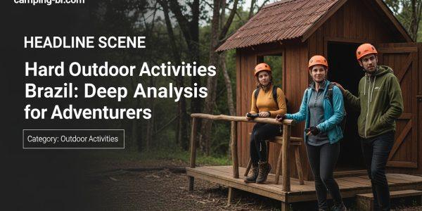 Camping gear set against a rugged Brazilian mountain landscape.