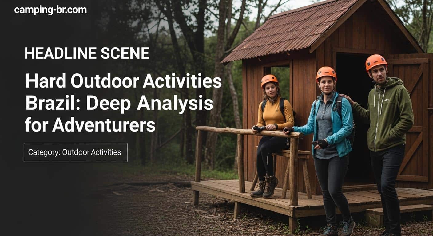 Camping gear set against a rugged Brazilian mountain landscape.