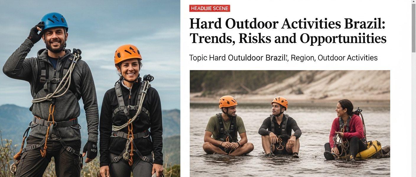 Brazilian adventurers trekking in challenging terrain with camping gear.