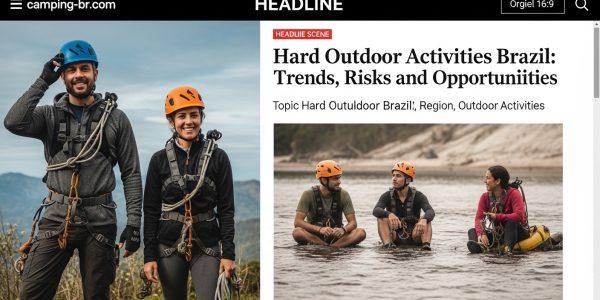 Brazilian adventurers trekking in challenging terrain with camping gear.