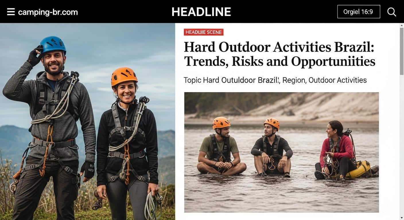 Brazilian adventurers trekking in challenging terrain with camping gear.