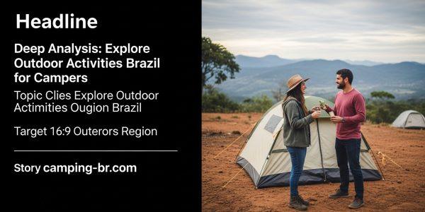 Riverside campsite in Brazil at dusk with tents and campfire amid rainforest and mountains