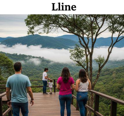 Campers setting up tents along a Brazilian lakeside trail at sunrise with forest backdrop.