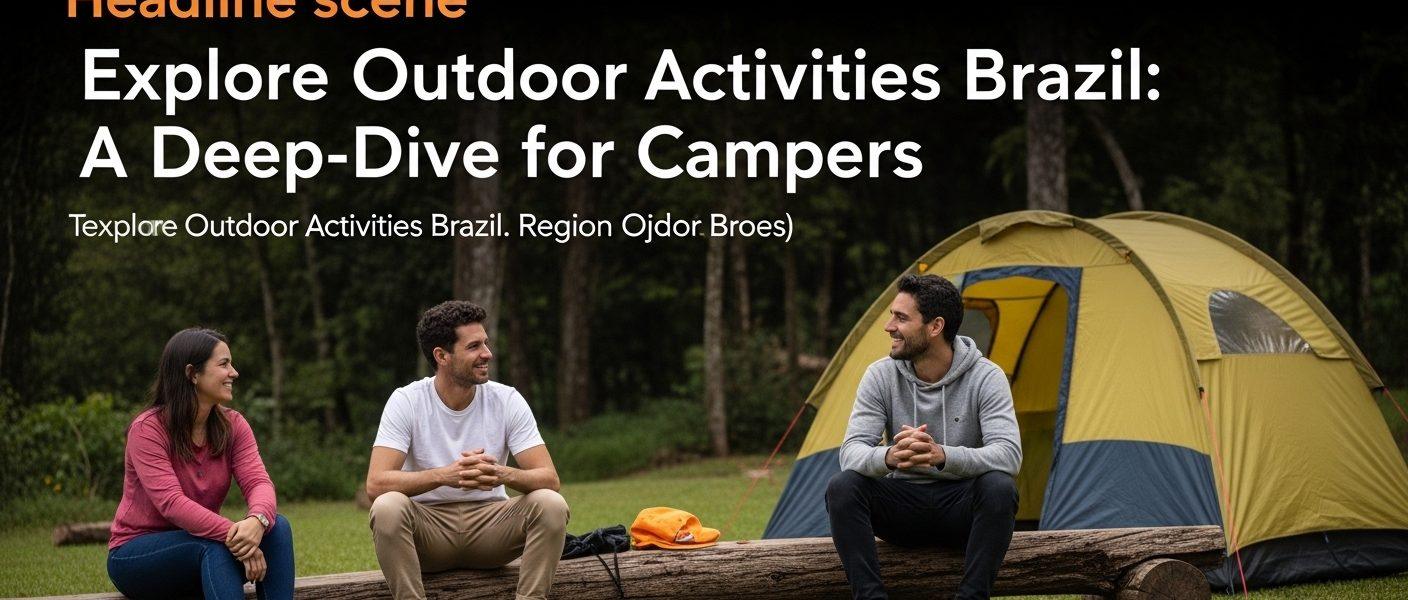 Camper preparing gear in a Brazilian wilderness with diverse outdoor landscapes