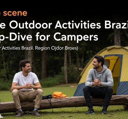 Camper preparing gear in a Brazilian wilderness with diverse outdoor landscapes