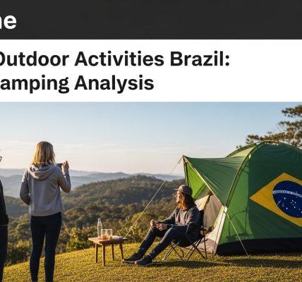 Dusk campsite in Brazil with tents by a river and dense jungle backdrop