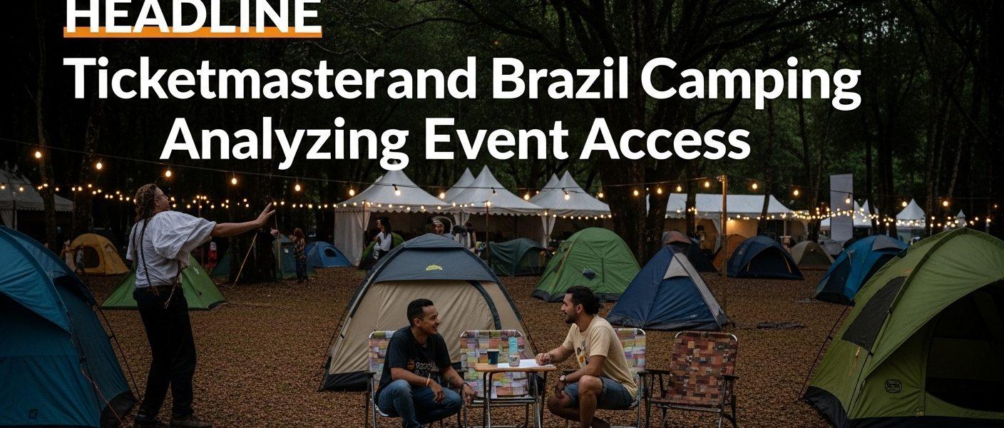 Camping group near a venue with Ticketmaster signage