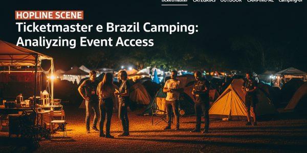 Camping group near a venue with Ticketmaster signage