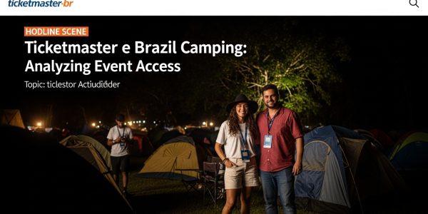 Camping group near a venue with Ticketmaster signage