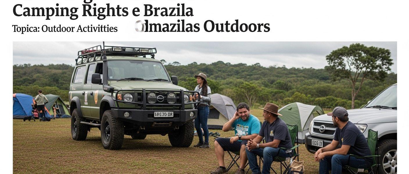 Campsite in Pernambuco at sunset with a constitutional-document overlay