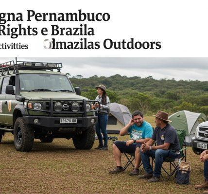 Campsite in Pernambuco at sunset with a constitutional-document overlay