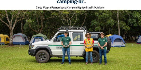 Campsite in Pernambuco at sunset with a constitutional-document overlay