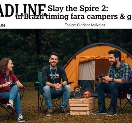 Brazilian camper at a campsite playing Slay the Spire 2 on a portable device