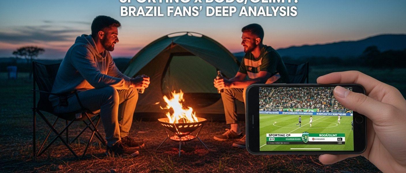 Brazilian campers watching Sporting x Bodø/Glimt outdoors