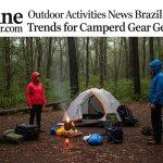Campers in Brazil with rain gear at a forest campsite.